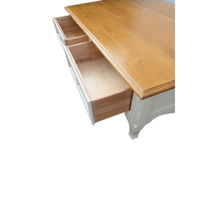 Vintage Ethan Allen French Country Coffee Table 4 Drawer Map Chest Distressed For Sale - Image 11 of 11