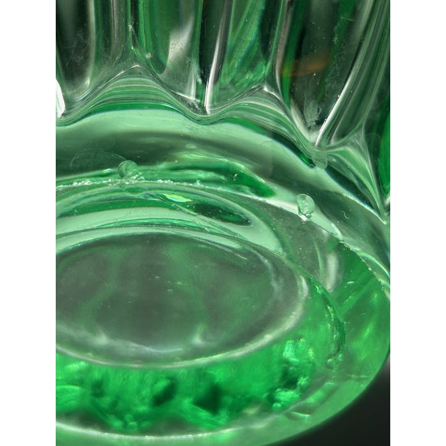 Aqua Green Crystal Vase by Pierre Davesn, 1950s For Sale - Image 8 of 9