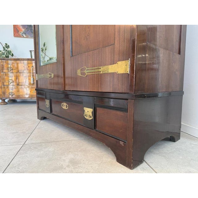 Art Nouveau Wardrobe with Mirror, 1920s For Sale - Image 10 of 15