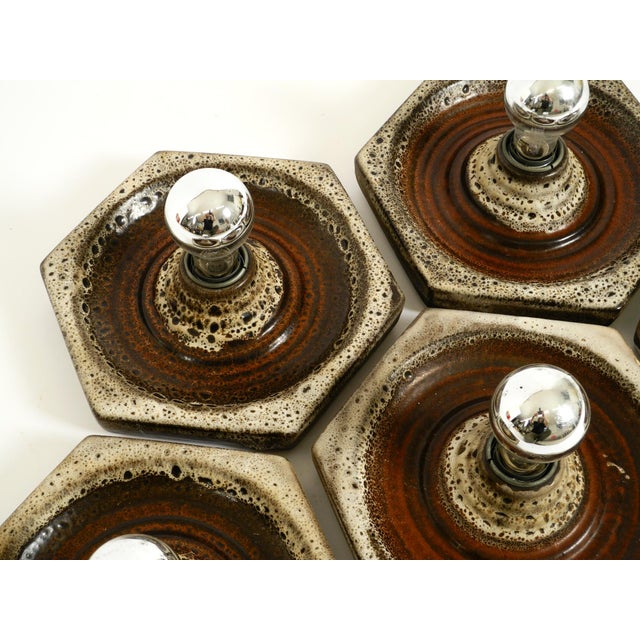 Hexagonal Fat Lava Ceramic Wall Lamps from Hustadt Leuchten, Germany, 1960s, Set of 5 For Sale - Image 13 of 18