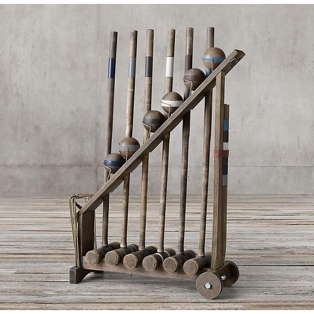 "RH classic croquet set is beautifully crafted with sold hardwood mallets and stakes, heavy-duty steel wickets and weighty...