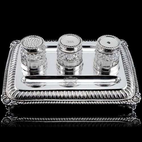 Large Antique Regency Georgian Silver Inkstand, London, United Kingdom, 1813 For Sale - Image 5 of 18