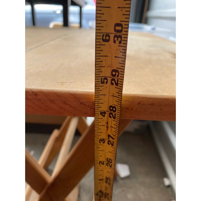 1980s Mahjong Oak Vintage Game Puzzle Camping Folding Table For Sale - Image 4 of 8