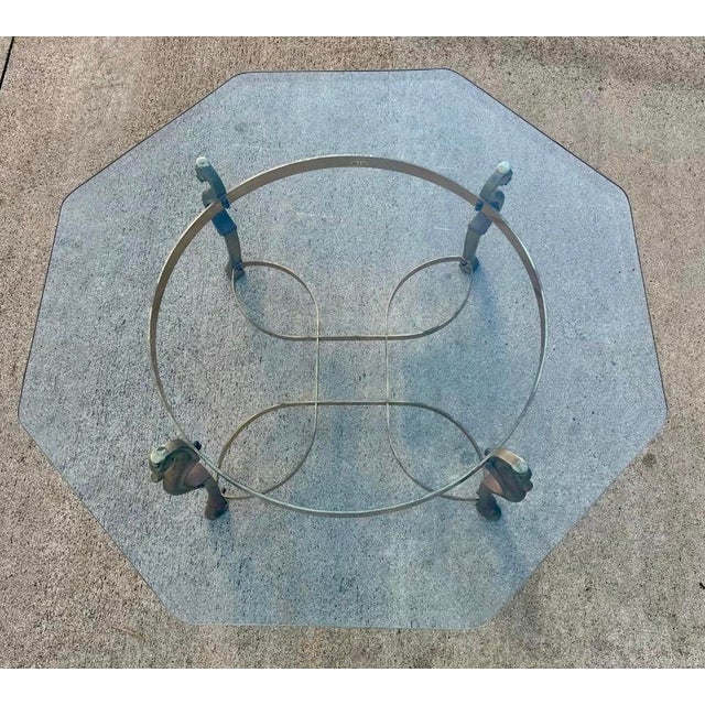 Maison Jansen Attributed Vintage Brass Horse Head Octagonal Coffee Table, Made in Italy For Sale - Image 11 of 18