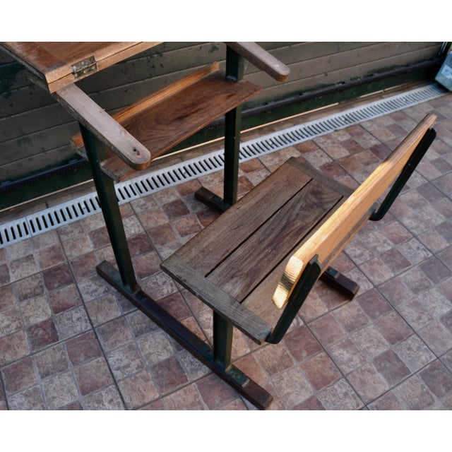 Brown Vintage School Desk For Sale - Image 8 of 15