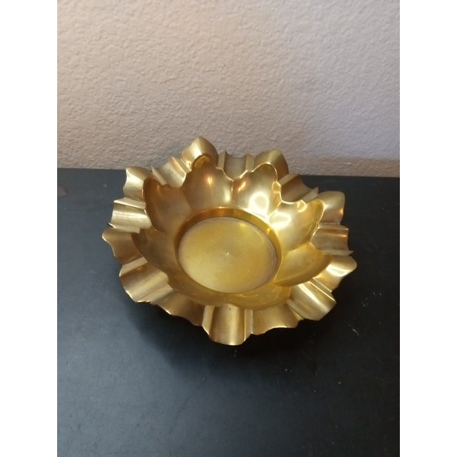 1960s Solid Brass Scalloped Catchall or Ashtray Bowl For Sale - Image 4 of 7