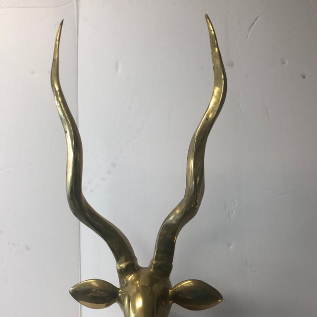 Hollywood Regency Brass Gazelle Head Statue For Sale - Image 10 of 13