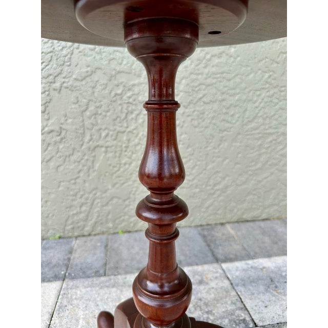Vintage Mid 20th Century Small Round Wood Tripod Leg Table For Sale - Image 12 of 12