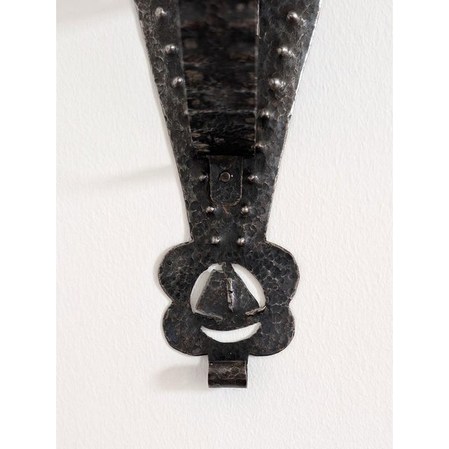 Vintage Spanish Brutalist Wrought Iron Wall Sconce, 1960s For Sale - Image 4 of 13