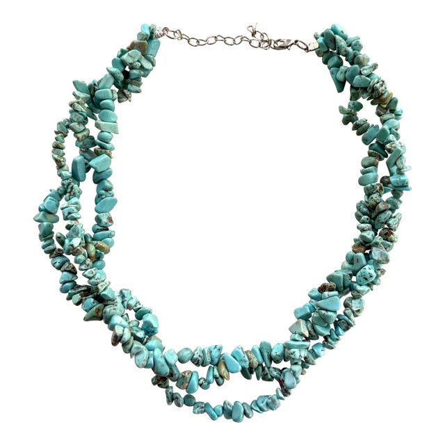 Vintage Turquoise Beaded Multi Strand Necklace For Sale