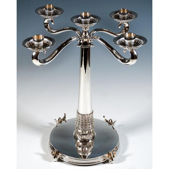 Art Deco Silver Candelabras with Palmette Decoration, Spain, 1934, Set of 2 For Sale - Image 6 of 13