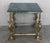 Gorgeous Gueridon or endtable with sculptures of fauns as a structure, patinated bronze and green marble top. The...