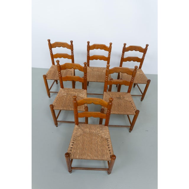 1940s Danish Oak Chairs with Rush Seats in Seagrass by Hans Dau, 1940s, Set of 6 For Sale - Image 5 of 18