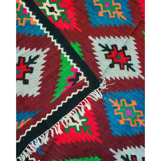 Vintage Romanian Kilim-Style Wool Runner Rug, 1970s For Sale - Image 9 of 10