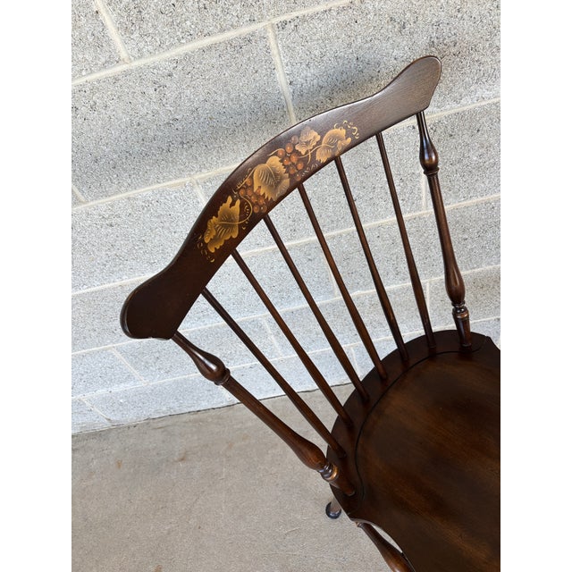 Mid 20th Century L. Hitchcock Harvest Brown Maple Fan Back Windsor Side Chairs - Set of 4 For Sale - Image 5 of 11