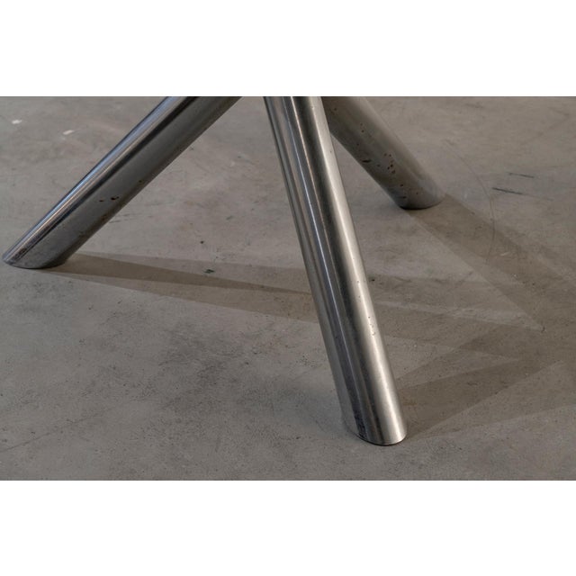 Vintage Space Age Steel and Smoked Glass Table, 1970s For Sale - Image 6 of 7