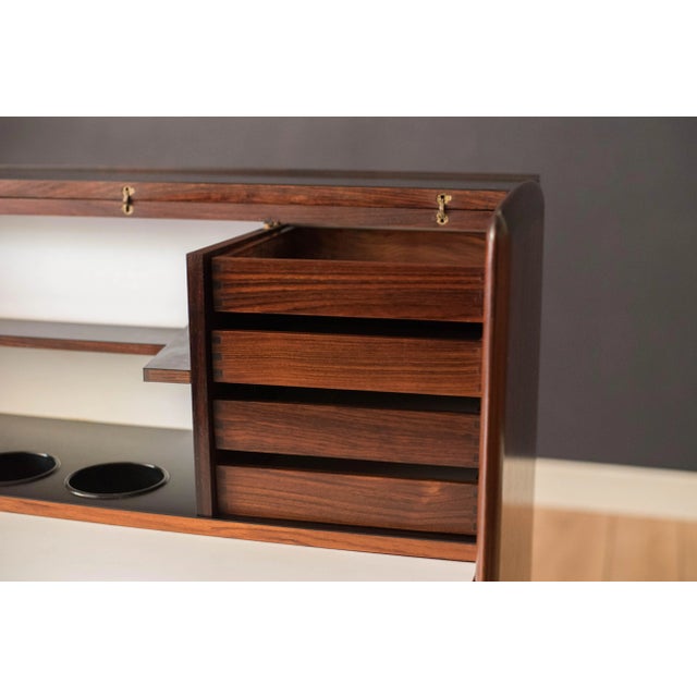 Vintage Rosewood Danish Modern Dry Bar Credenza Cabinet For Sale - Image 9 of 13