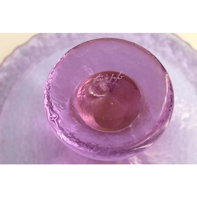 1990s Fire & Light Neodymium Lavender Glass Cake Plate, Signed For Sale - Image 4 of 14