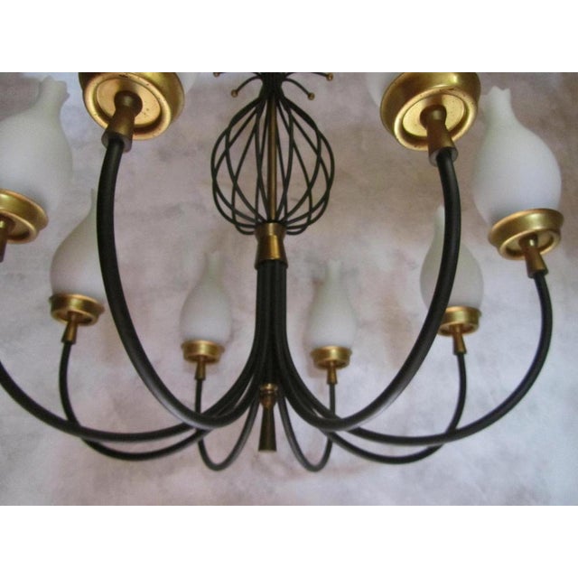 Metal Vintage Chandeliers by Angelo Lelii for Arredoluce, Italy, 1950, Set of 2 For Sale - Image 7 of 18