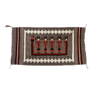 Vintage Grey Yei Navajo Style Rug Wall Hanging