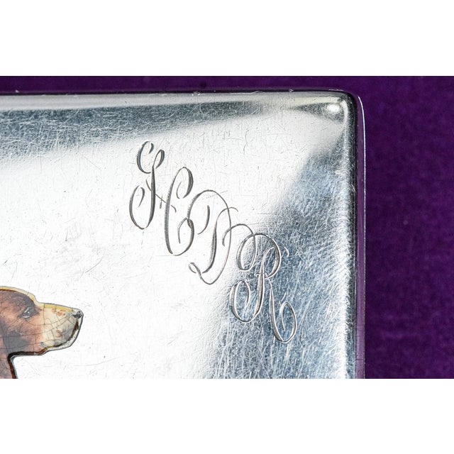 Silver Exquisite Thomae Co. Sterling Silver Springer Spaniel Dog Hand Painted Enamel Antique Art Deco Cigarette Card Case For Sale - Image 8 of 14