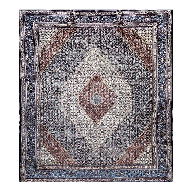 Vintage Persian Tabriz Mahi Rug, Wool Pile, Herati Design, 1950s For Sale
