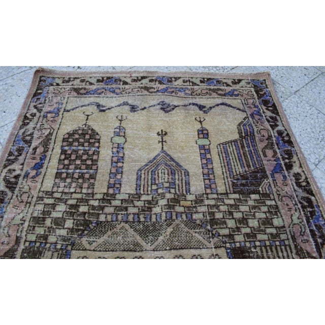Camel Vintage Turkish Pictorial Rug 3'6'' X 4'11'' For Sale - Image 8 of 10