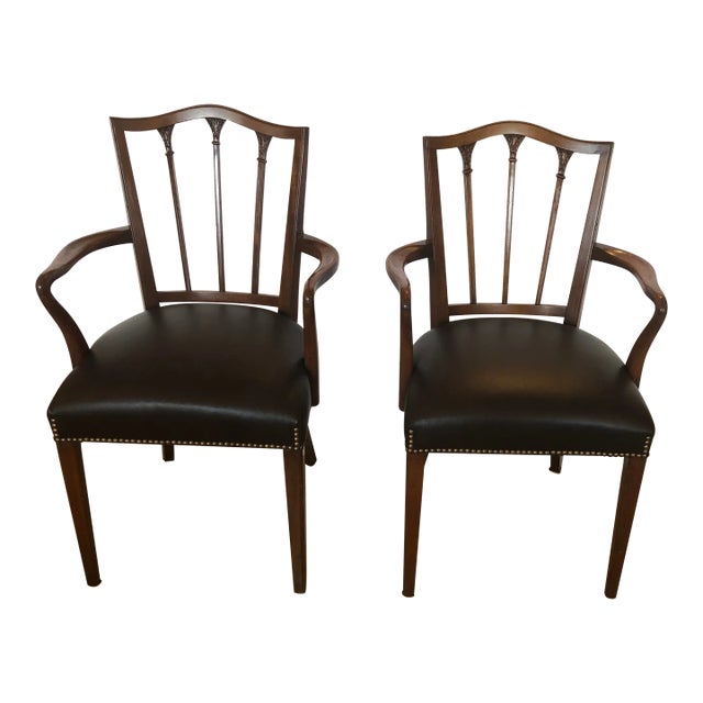 Brown Regency Style Mahogany & Chocolately Leather Desk Armchair -One Available For Sale - Image 8 of 8