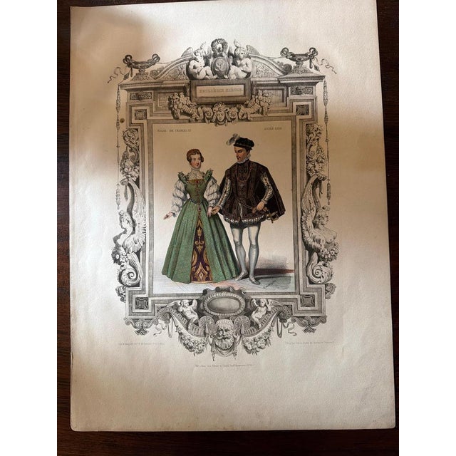Beige Court Costume Royal Couple, 1847, Lithograph For Sale - Image 8 of 10