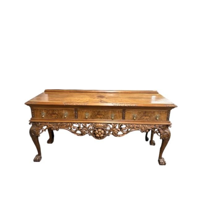 Brown Late 19th Century Carved English Walnut Console Table For Sale - Image 8 of 13