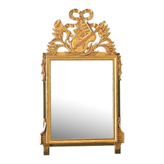 French 19th Century Louis XVI Gilt & Painted Mirror For Sale