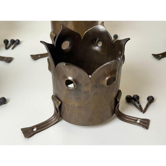 Hand-Hammered Brass Ceiling Light, 1960s For Sale - Image 11 of 18