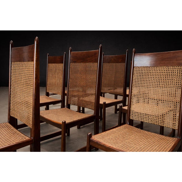 Set of 12 Brazilian Modern Dining Chairs in Rosewood & Caning by Fatima, 1960s Lot 606A For Sale - Image 11 of 16