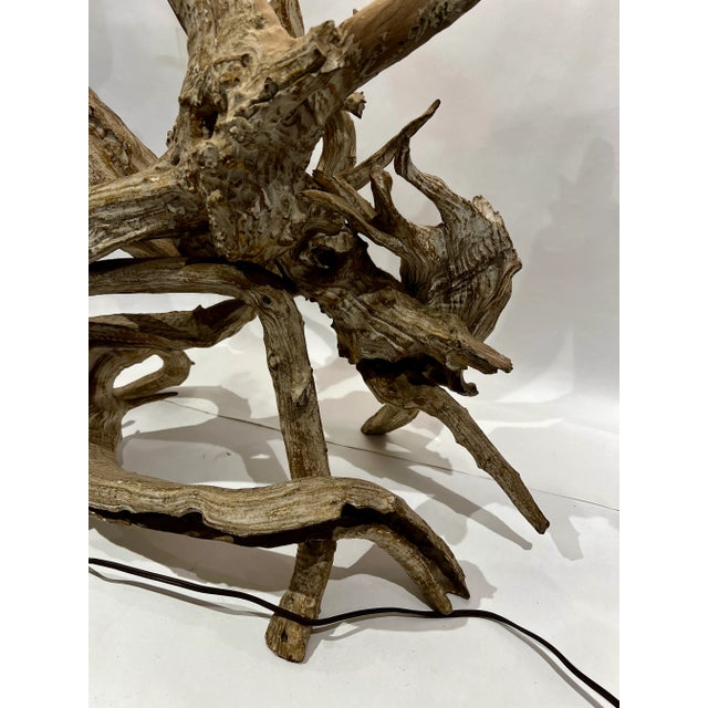 MCM Vintage Driftwood Lamp Table Desk Lamp Organic Coastal Decor Original Finial For Sale In Washington DC - Image 6 of 10