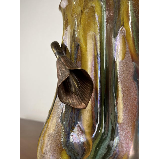 Art Nouveau Ceramic and Metal Vase, 1940s For Sale - Image 6 of 9