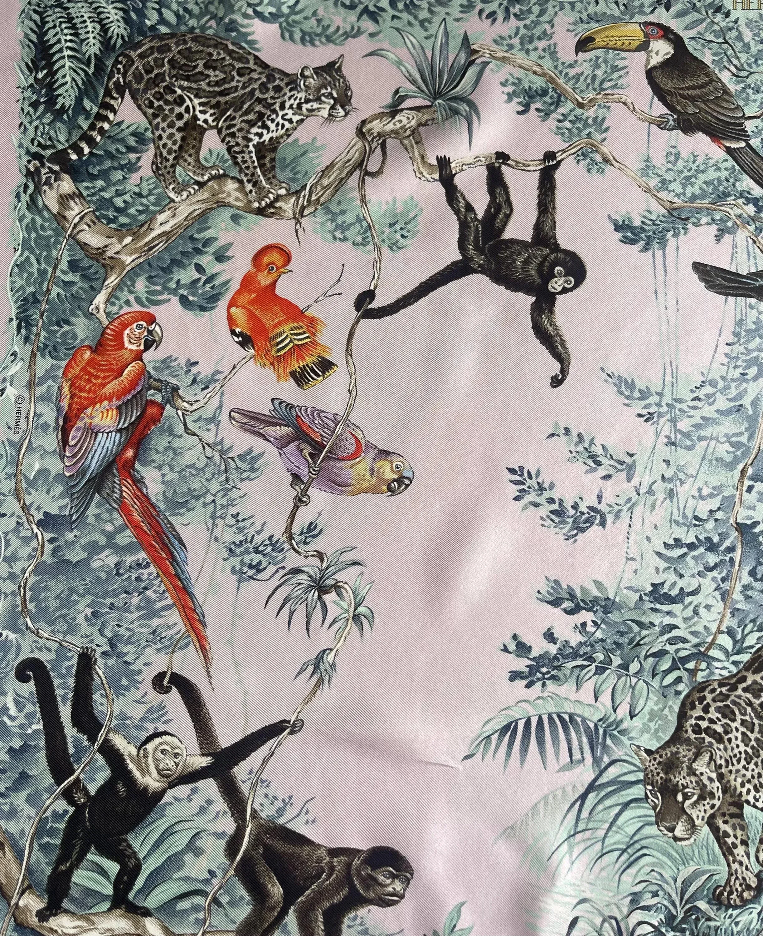 Hermès Pink Silk Scarf Équateur 1988 Robert Dallet | Chairish
