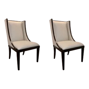 Theodore Alexander Modern Wingback His and Hers Boston Chair Pair