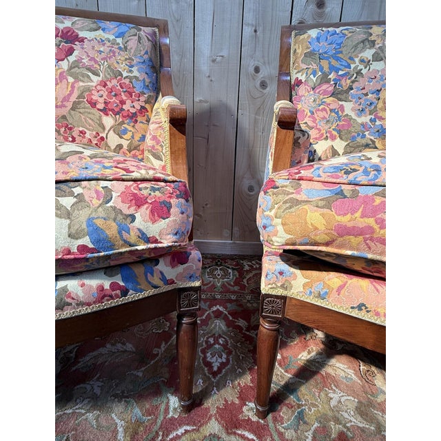 Large Louis XVI Style Bergère Lounge Chairs, 1960s, Set of 2 For Sale - Image 4 of 8