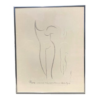 Art Deco/Modernist Lithograph by Christian Berg, 1928, Signed and Dated, Nude Abstract For Sale