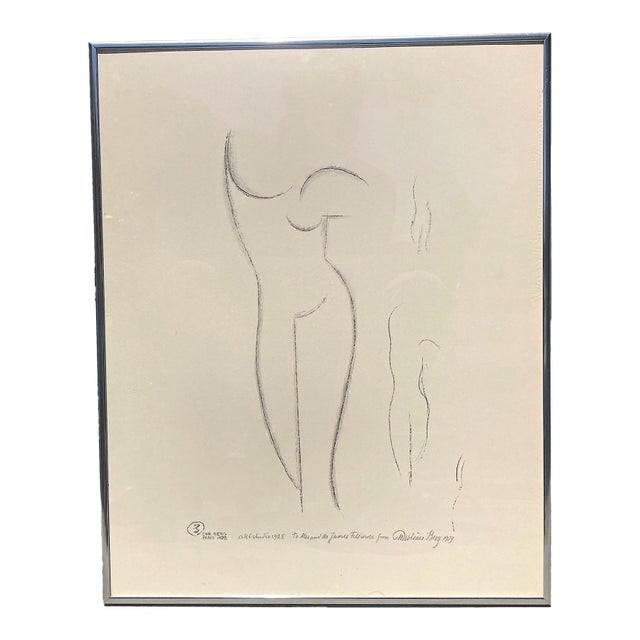 Art Deco/Modernist Lithograph by Christian Berg, 1928, Signed and Dated, Nude Abstract For Sale
