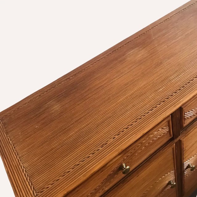 Mid-Century Modern Split Reed Rattan Wicker Sideboard by Vivai Del Sud For Sale - Image 3 of 10