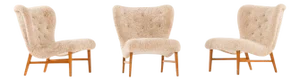 Easy Chairs in Beech & Reupholstered in Sheepskin attributed to Erik Bertil Karlén, 1940s