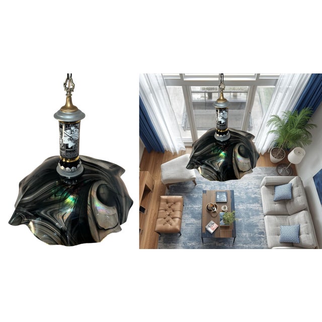 Mid 20th Century Hollohaza Porcelain Pendant Light For Sale - Image 12 of 18