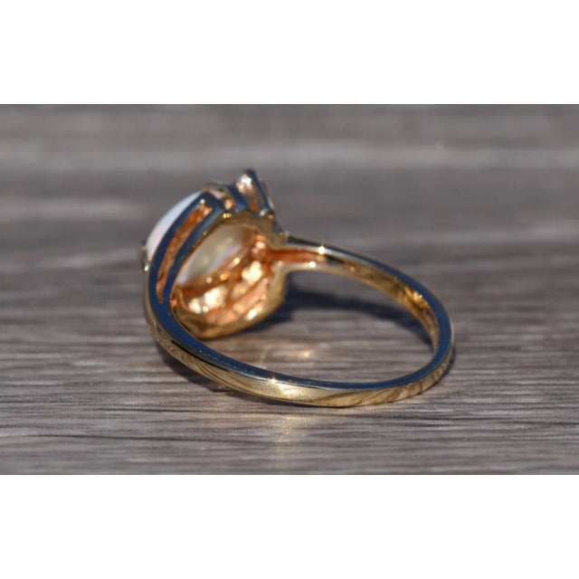1950s The Lompoc: Australian Opal and Diamond Ring in Yellow Gold For Sale - Image 5 of 10