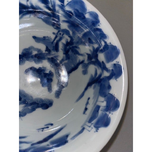 Japanese Antique Japanese Blue and White Sake Cup Washing Bowl For Sale - Image 3 of 18