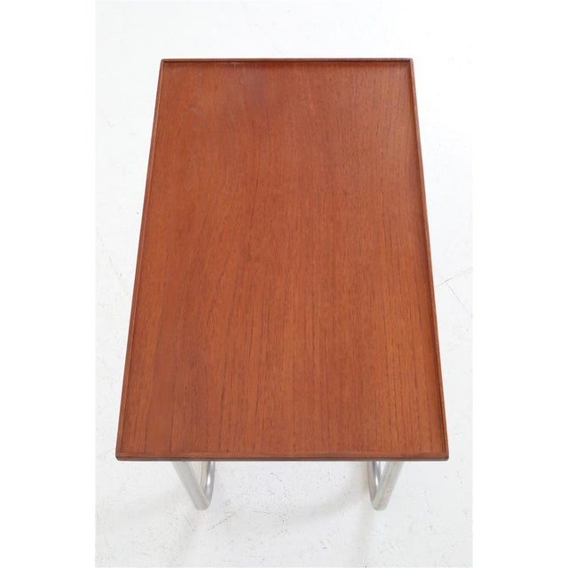 Mid-Century Danish Adjustable Teak and Tube Steel Side Table, 1960s For Sale - Image 12 of 14