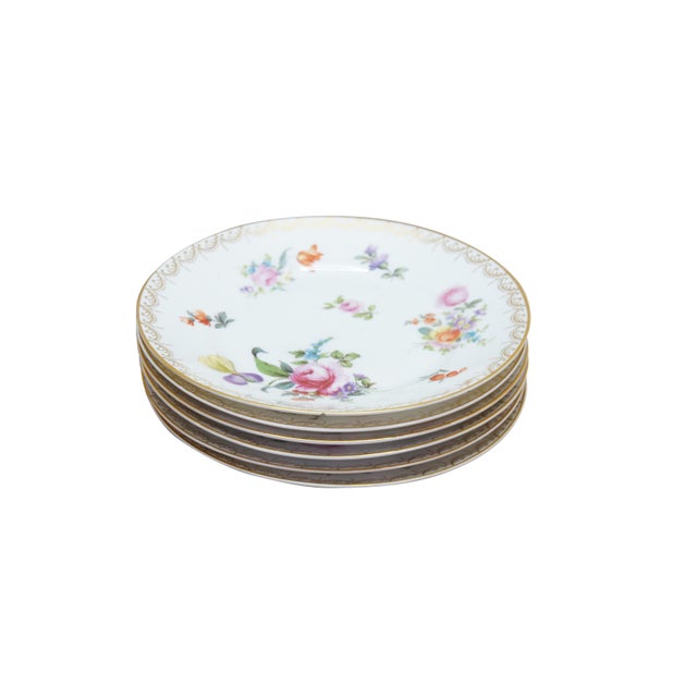 This beautiful set of antique porcelain dessert plates was produced by the prestigious Rosenthal company at their factory...