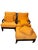 2000 - 2009 Bernhardt Pair of Lounge Chairs and Ottoman, Dark Wood Frames, Orange Cushions For Sale - Image 5 of 6