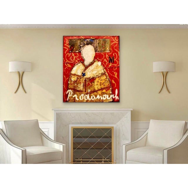 Important Abstract Painting by Vladimir Prodanovich, 48” H X 27” W For Sale - Image 10 of 12