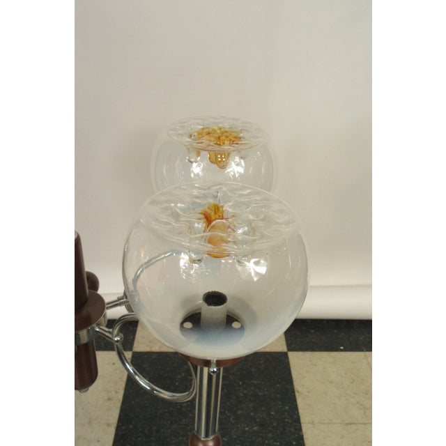 1970s Italian Mazzega Glass Chrome Chandelier For Sale - Image 9 of 12